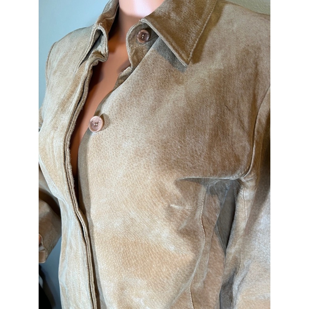 Margaret Godfrey Suede Leather Jacket Coat S Fitted Lined Minimalist Y2K Luxe